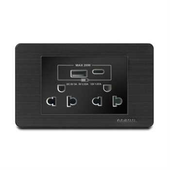 Bộ ổ cắm đôi 3 chấu Grimma G7SBSK3USB20 Size L G7SBSK3USB20