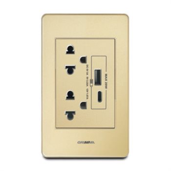 Bộ ổ cắm đôi 3 chấu + USB Type C Grimma G7ACGSK3USB20 G7ACGSK3USB20