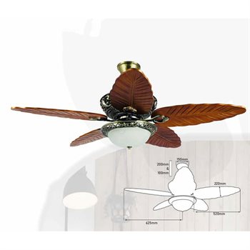 Quạt trần đèn 5 cánh gỗ 355 Decor QT70 Ø140cm QT70