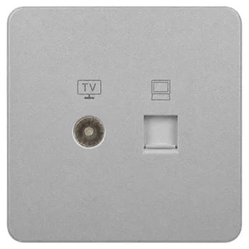 Ổ cắm ti vi + mạng RJ45 Cat 5e màu xám WGDT2TVRJ5IG