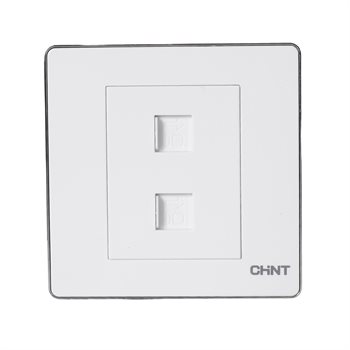 Bộ Ổ cắm mạng đôi CAT6 8 lõi CHINT NEW6-D20510 White NEW6-D20510