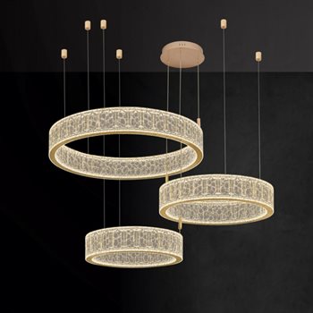 Đèn thả pha lê HUFA FT 1693 Ø800+600+400*H1500 300W FT 1693