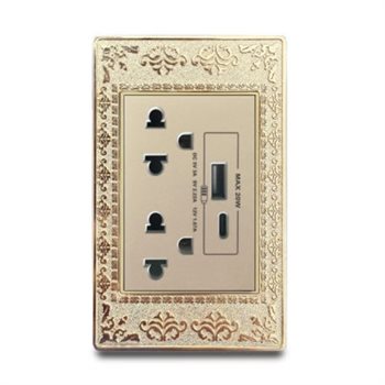 Bộ ổ cắm đôi 3 chấu + USB Type C GRIMMA G9ZAGSK3USB20 G9ZAGSK3USB20