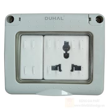 Bộ ổ cắm Duhal đa năng + công tắc 1 chiều chống thấm IP55 10A/250V K1V107