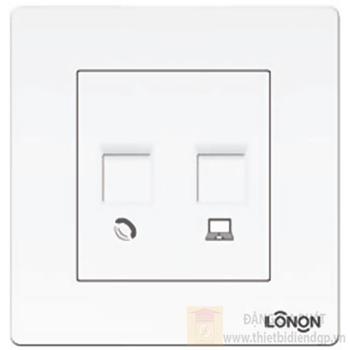 Ổ cắm điện thoại + Ổ cắm vi tính RJ11, RJ45 K3DH/DN