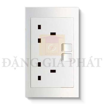 Ổ cắm đôi 3 chấu chuẩn anh 13A có 2 công tắc KB25_WE