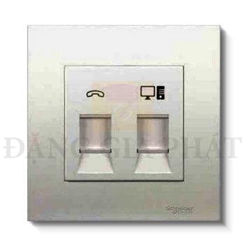 Bộ ổ cắm điện thoại và mạng cat5e màu xám KB32TS_RJ5E_AS