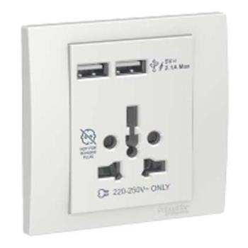 Bộ ổ cắm đa năng và USB trắng KB42616USB_WE_G19