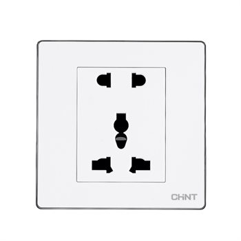 Bộ Ổ cắm 2 chấu và ổ cắm đa năng CHINT NEW6-D11140 White 13A 250V NEW6-D11140