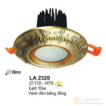 Đèn downlight âm trần cao cấp led 10W, Ø110*H70mm, khoét lỗ Ø75mm > Ø90mm LA 2320