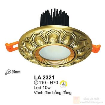 Đèn downlight âm trần cao cấp led 10W, Ø110*H70mm, khoét lỗ Ø75mm > Ø90mm LA 2321