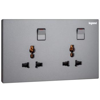 Bộ ổ cắm đôi đa năng có công tắc Galion 282435-C3 282435-C3