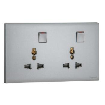 Bộ ổ cắm đôi đa năng có công tắc, 16A MEC32046SL