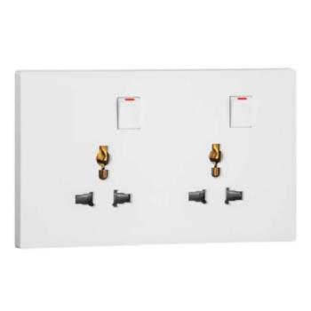 Bộ ổ cắm đôi đa năng có công tắc, 16A MEC32046WH