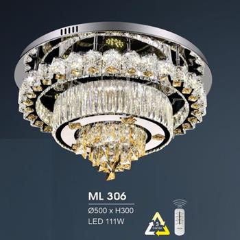 Đèn mâm led trang trí Hufa Ø500*H300 - LED 111W, ánh sáng 3 chế độ ML 306