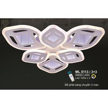 Đèn mâm Sano LED 125W*2-3 màu, đế phát sáng chuyển 3 màu, L650*W650, có remote ML 5113/3+3