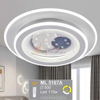 Đèn mâm Sano LED 115W-3 màu ánh sáng, Ø500, có remote đa năng ML 5167A