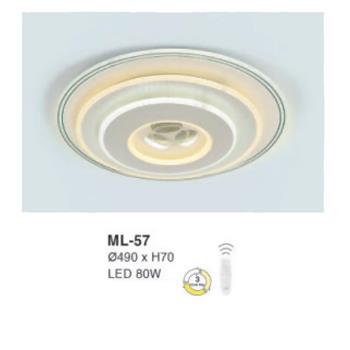 Đèn mâm led 80W tròn Ø490*H70 - 3 chế độ màu ML-57