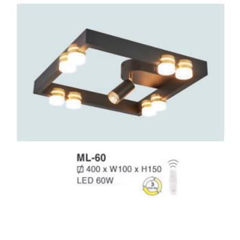 Đèn mâm led 60W vuông Ø400*W100*H150 - 3 chế độ màu ML-60