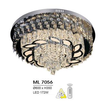 Đèn mâm led trang trí Hufa Ø600*H350 - LED 172W, ánh sáng 3 chế độ ML 7056