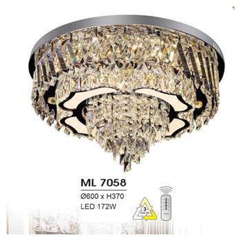 Đèn mâm led trang trí Hufa Ø600*H370 - LED 172W, ánh sáng 3 chế độ ML 7058