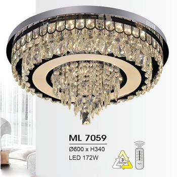 Đèn mâm led trang trí Hufa Ø600*H340 - LED 172W, ánh sáng 3 chế độ ML 7059