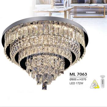 Đèn mâm led trang trí Hufa Ø600*H370 - LED 172W, ánh sáng 3 chế độ ML 7063