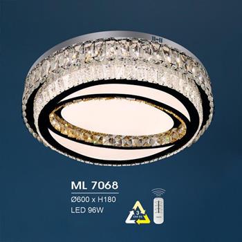 Đèn mâm led trang trí Hufa Ø600*H180 - LED 96W, ánh sáng 3 chế độ ML 7068