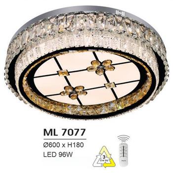 Đèn mâm led trang trí Hufa Ø600*H180 - LED 96W, ánh sáng 3 chế độ ML 7077