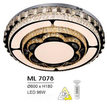 Đèn mâm led trang trí Hufa Ø600*H180 - LED 96W, ánh sáng 3 chế độ ML 7078