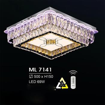 Đèn mâm vuông led trang trí Hufa Ø500*H150 - LED 69W, ánh sáng 3 chế độ ML 7141