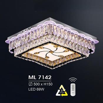 Đèn mâm vuông led trang trí Hufa Ø500*H150 - LED 69W, ánh sáng 3 chế độ ML 7142