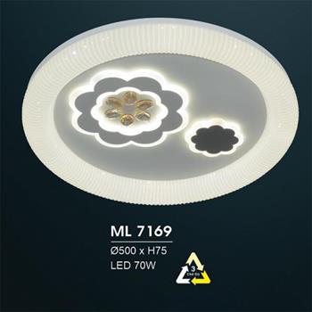 Đèn mâm led trang trí Hufa Ø500*H75 - LED 70W, ánh sáng 3 chế độ ML 7169