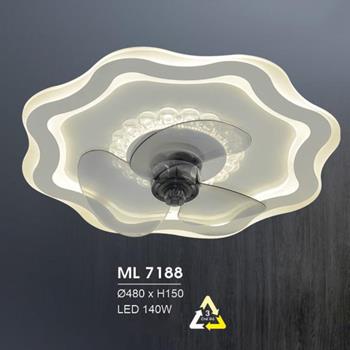 Quạt đèn Hufa Ø480*H150 - LED 140W, ánh sáng 3 chế độ ML 7188