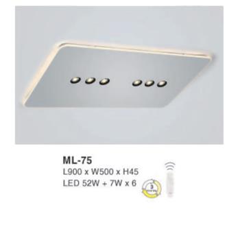 Đèn mâm led 52W + 7W*6 vuông L900*W500*H45 - 3 chế độ màu ML-75