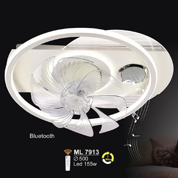 Đèn mâm Quạt ốp trần Led 155W - Ø500 - 3 màu ánh sáng - có remote ML 7913