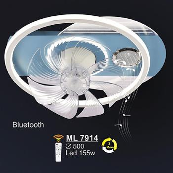 Đèn mâm Quạt ốp trần Led 155W - Ø500 - 3 màu ánh sáng - có remote ML 7914
