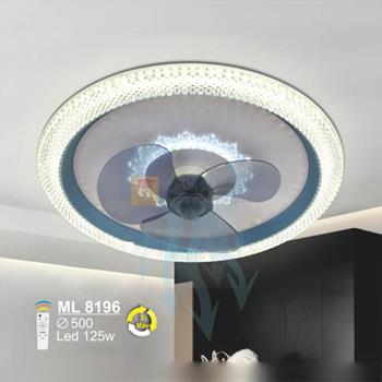 Đèn mâm Quạt ốp trần Led 125W - Ø500 - 3 màu ánh sáng - có remote ML 8196