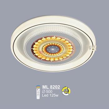 Đèn mâm ốp trần Mica Led 125W - Ø500 - 3 màu ánh sáng - có remote ML 8202