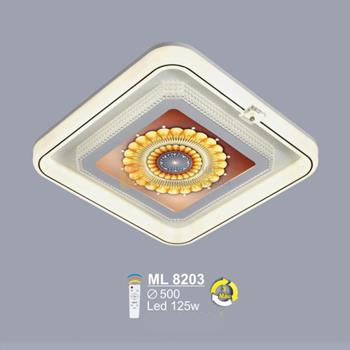 Đèn mâm ốp trần Mica Led 125W - Ø500 - 3 màu ánh sáng - có remote ML 8203