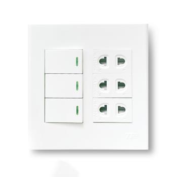 Bộ 3 ổ cắm và 3 công tắc MN6/3CT-3OC MN6/3CT-3OC