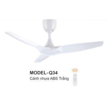 Quạt trần 3 cánh nhựa ABS trắng - có remote điều khiển MODEL-Q34