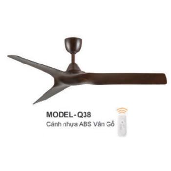 Quạt trần 3 cánh nhựa ABS vân gỗ - có remote điều khiển MODEL-Q38