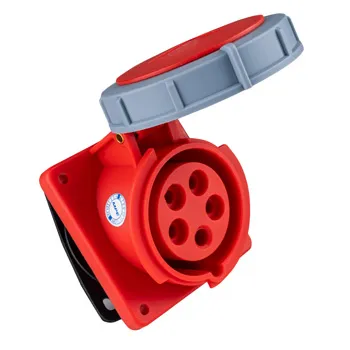 Ổ cắm công nghiệp 3 pha MPE loại cố định bắt trên bảng điện loại xéo 380-415V 3P+N+E IP67 MPN-4152