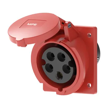 Ổ cắm công nghiệp 3 pha MPE loại cố định bắt trên bảng điện loại xéo 380-415V 3P+N+E IP44 MPN-415