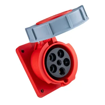 Ổ cắm công nghiệp 3 pha MPE loại cố định bắt trên bảng điện loại xéo 63A 318-415V 3P+N+E IP67 MPN-4352