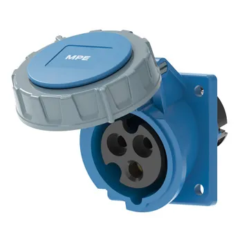 Ổ cắm công nghiệp MPE 2P+E (cố định bắt trên bảng điện xéo) series MPN2 IP67 MPN2-4132