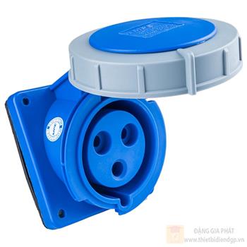 Ổ cắm công nghiệp 3 pha MPE loại cố định bắt trên bảng điện loại xéo 220-240V-2P+E IP67 MPN-4132