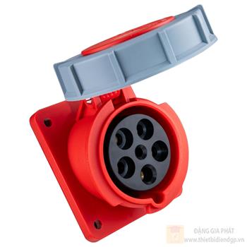 Ổ cắm công nghiệp 3 pha MPE loại cố định bắt trên bảng điện loại xéo 63A 318-415V 3P+N+E IP67 MPN-4352