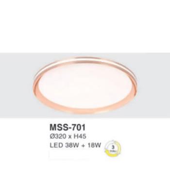 Đèn mâm led tròn siêu sáng 38W+18W - Ø320*H45 - 3 chế độ màu MSS-701